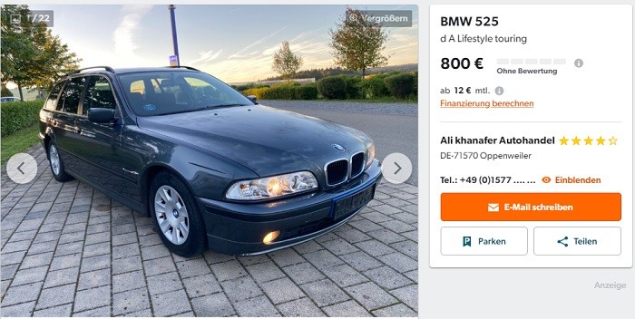 BMW 525 в Германии