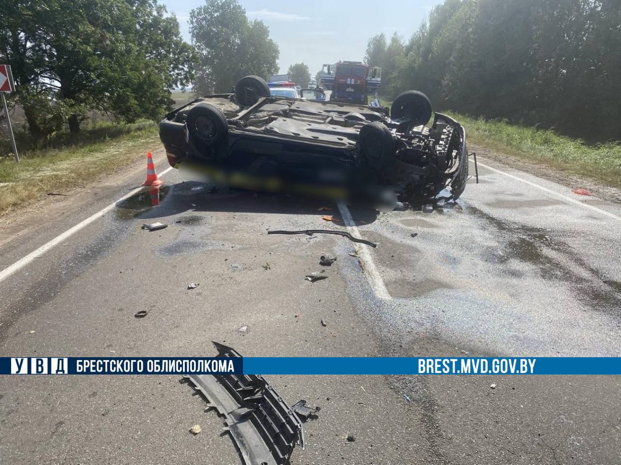 Трактор врезался в такси в Кобринском районе